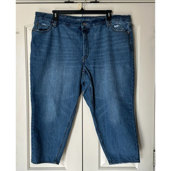 Old Navy Denim - Women's Old Navy High Rise "Slouchy" Taper Distressed Blue Jeans Size 22